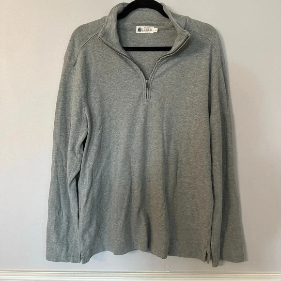 J. Crew Men's Light Gray Long Sleeve 1/4 Zip Cotton Pullover Size M GUC - Picture 2 of 6